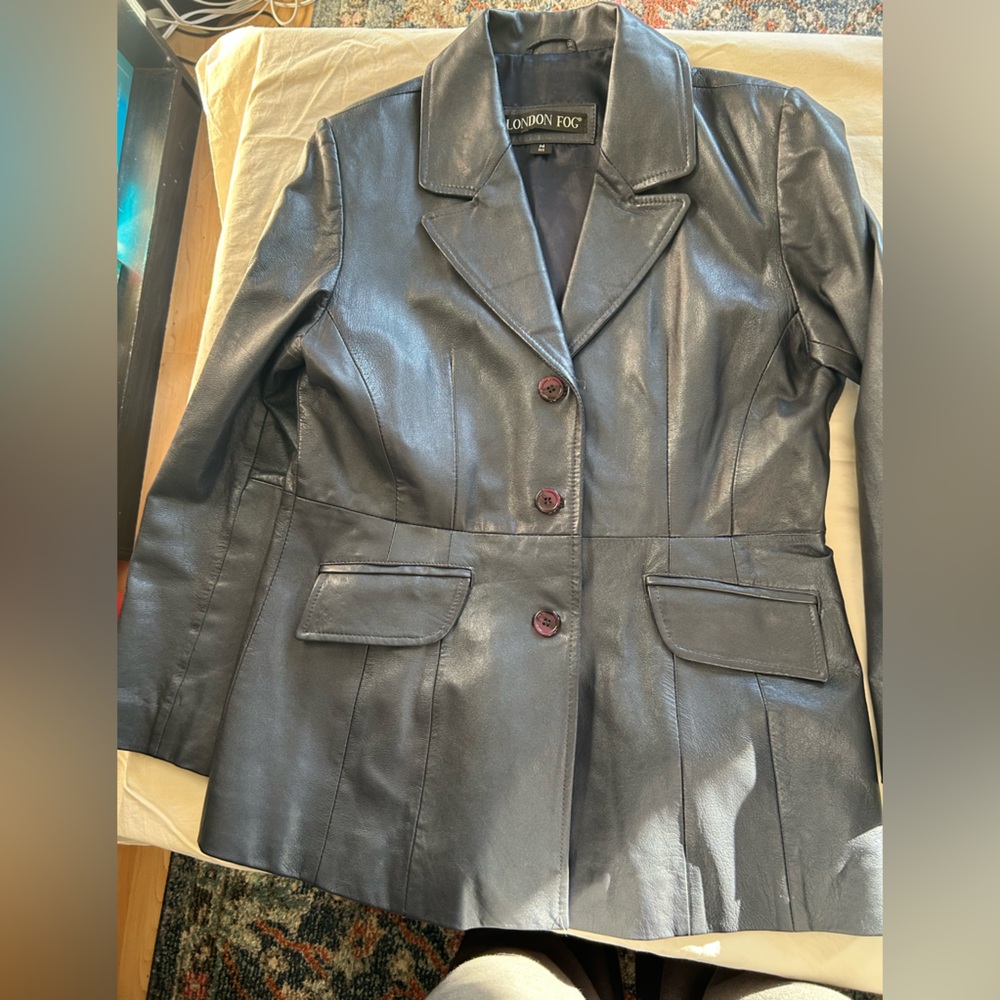 London Fog deep purple Leather Blazer - Picture 10 of 13